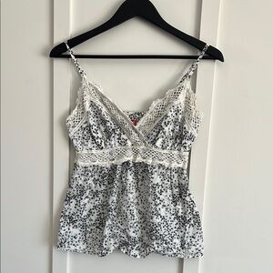 White Lace Trim Floral Camisole